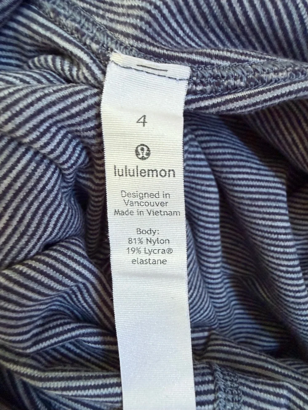 Lululemon Leggings Womens 4 Blue Gray Stripe High Rise Ankle Yoga Pants Pilates